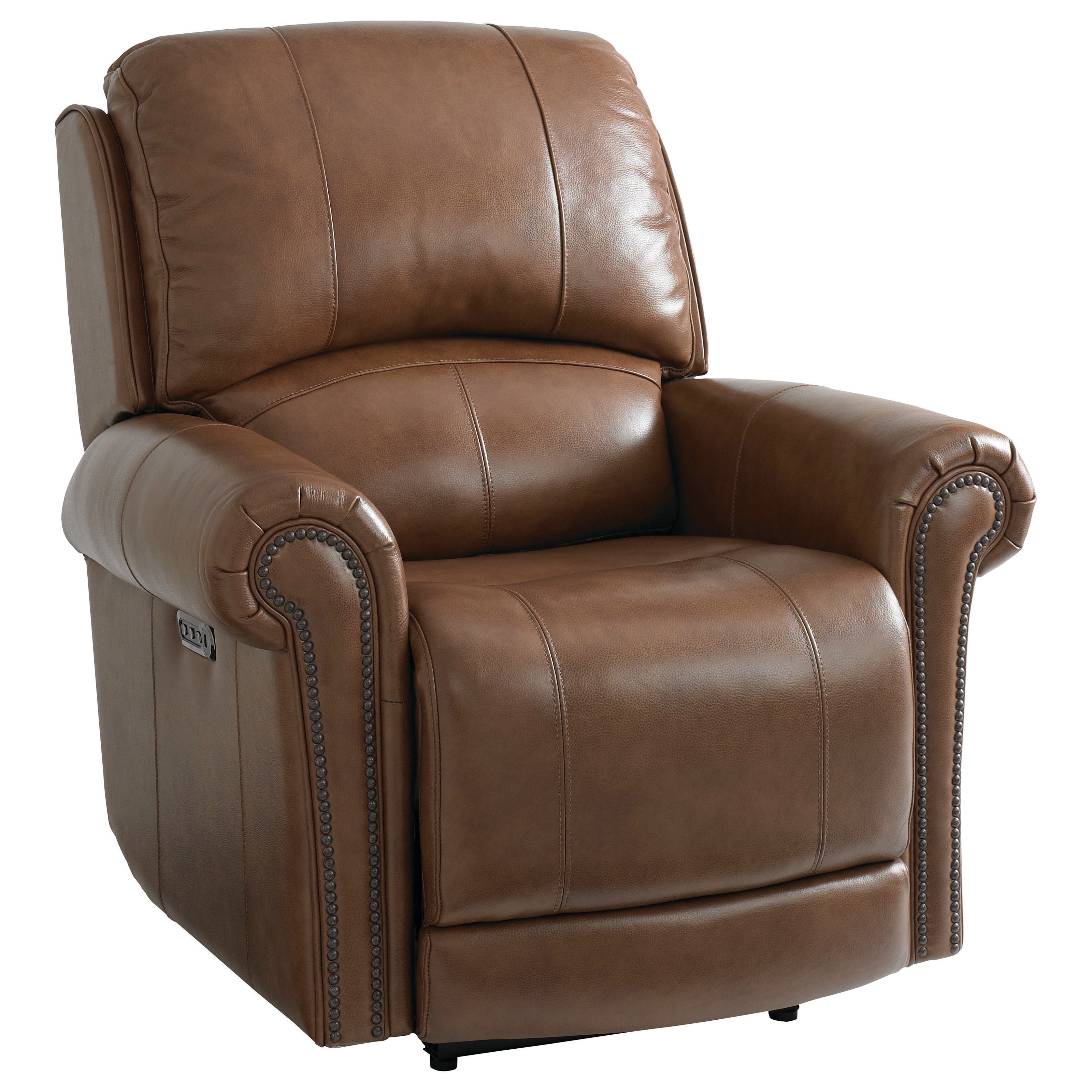 Bassett Club Level Olsen Traditional Power Lay Flat Recliner with Power Headrest and Lumbar Bassett of Cool Springs Recliner Lay Flat